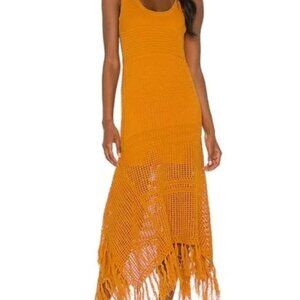 ALC Orange Carolyn Fringed Midi Dress Size X-Small